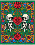 Skeleton Love Rose Floral Garden Rug
