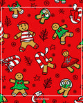 Red Gingerbread Christmas Figures Rug