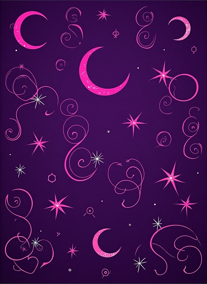 Night Sky Pink Moon Stars Swirls Rug