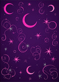 Night Sky Pink Moon Stars Swirls Rug