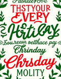 Bold Red Green Festive Typography Rug