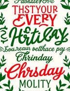 Bold Red Green Festive Typography Rug