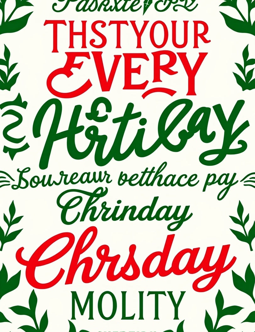Bold Red Green Festive Typography Rug