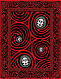 Red Black Skull Swirls Border Rug