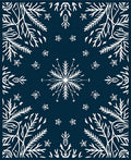 White Snowflake Foliage Navy Blue Rug