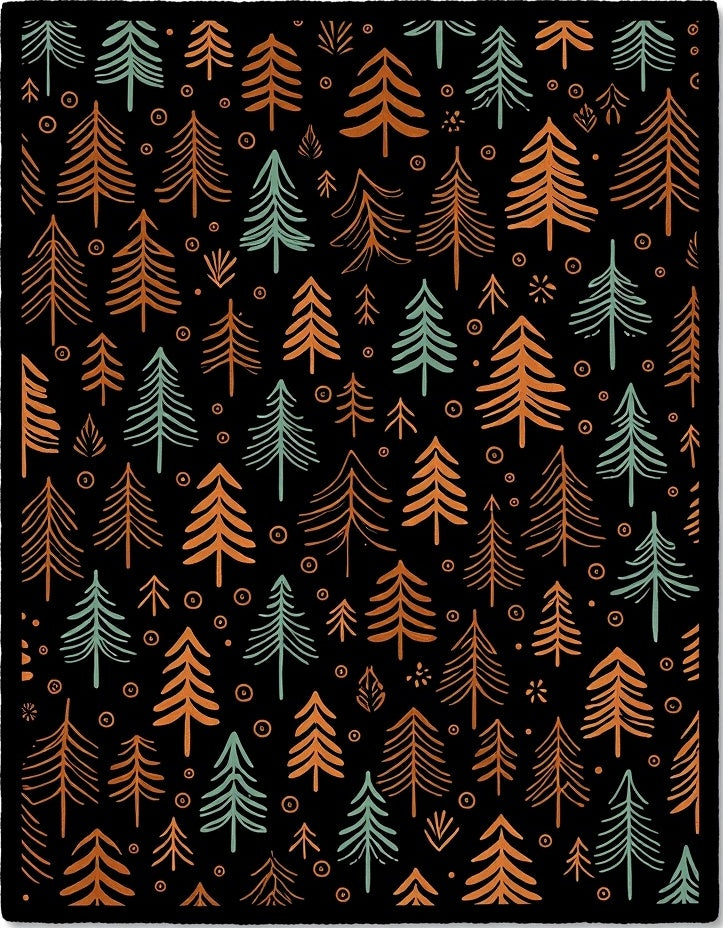 Rustic Amber Forest Trees Rug