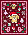 Christmas Puppies Winter Berry Snowflakes Rug