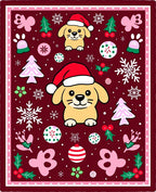 Christmas Puppies Winter Berry Snowflakes Rug