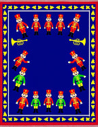 Crimson Blue Soldier Trumpet Playful Rug