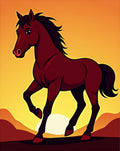 Crimson Horse Sunset Landscape Rug