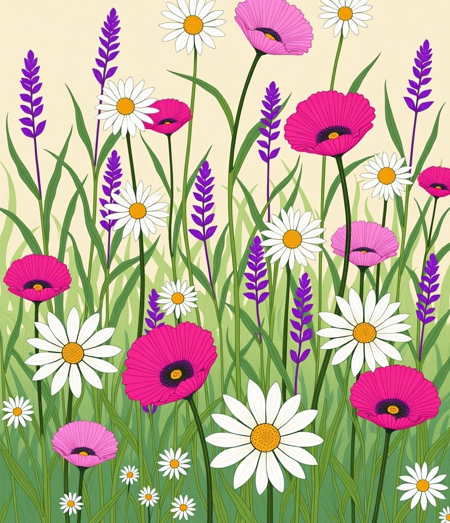 Vibrant Pink Poppy Daisy Garden Rug