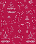 Whimsical Red Line Art Figures Rug
