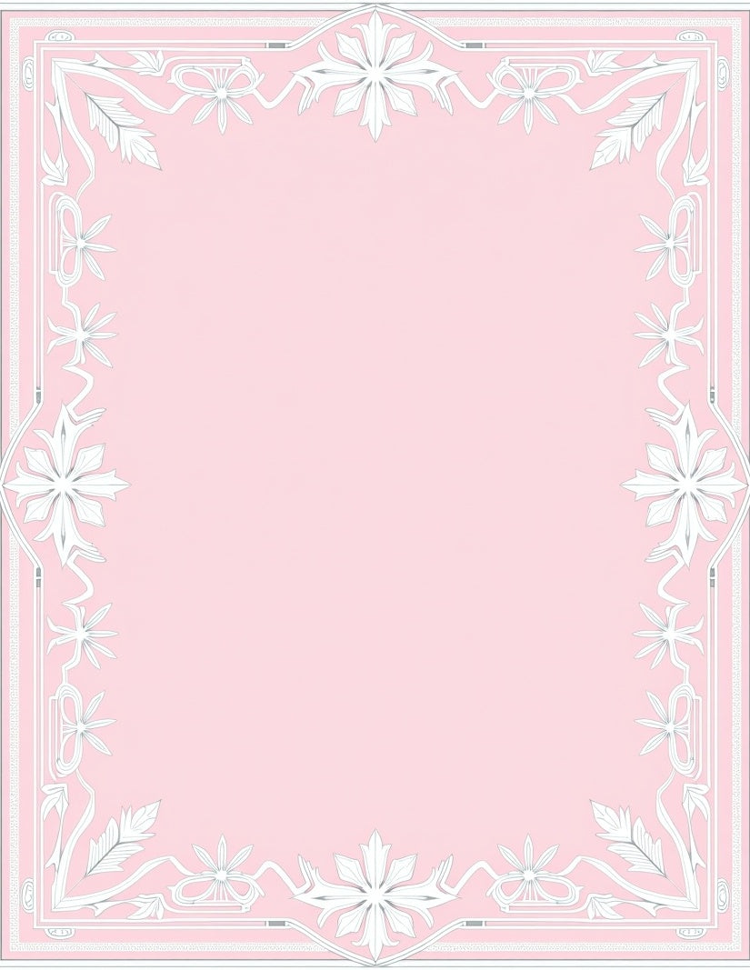 Soft Pink Floral Baroque Frame Rug
