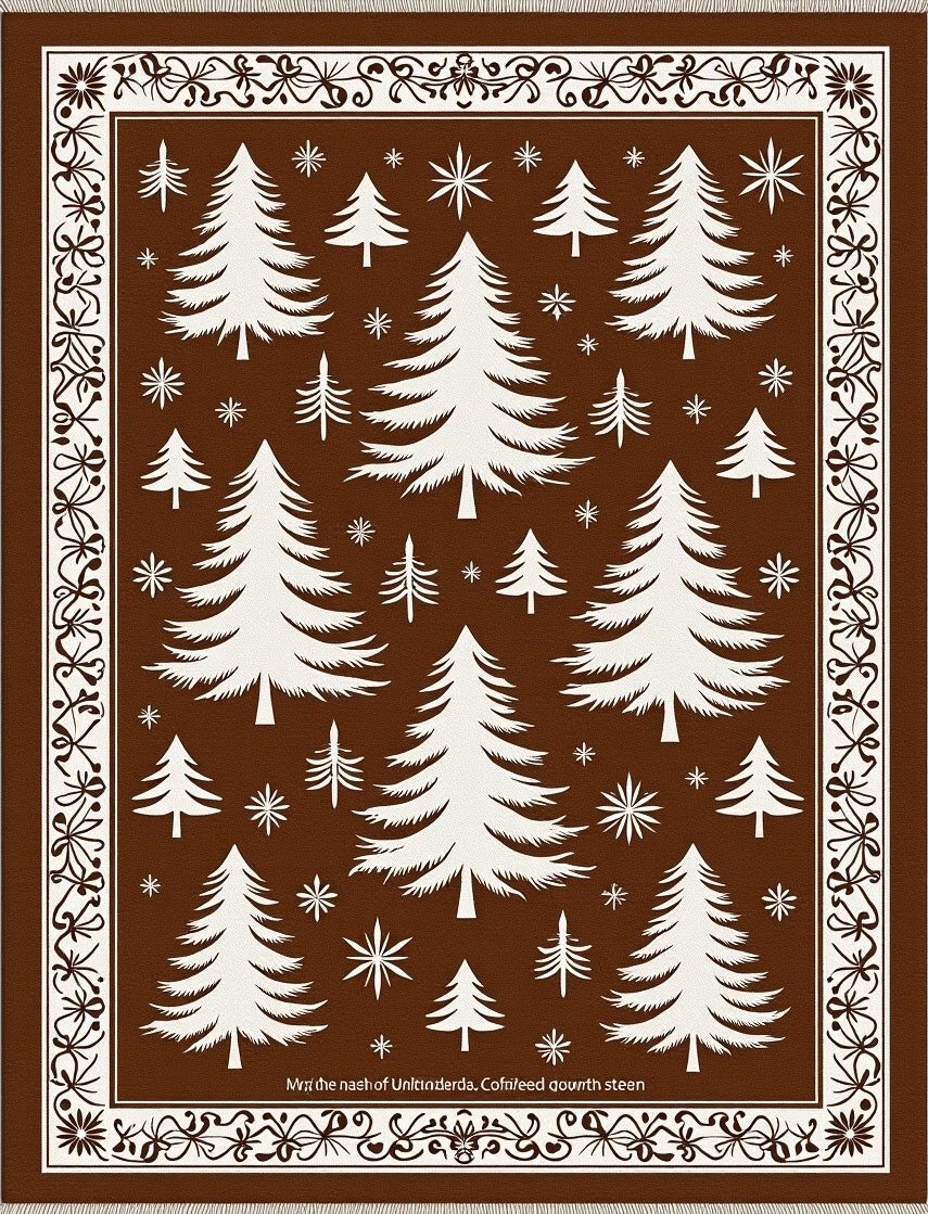 Classic Brown White Pine Forest Rug