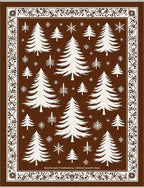 Classic Brown White Pine Forest Rug