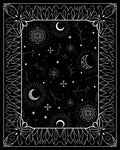 Celestial Black White Starry Moon Medallion Rug