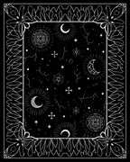 Celestial Black White Starry Moon Medallion Rug