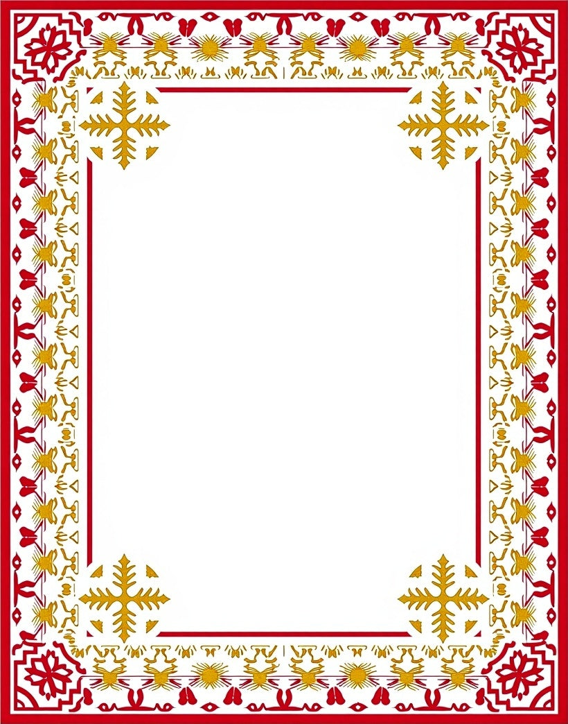 Vibrant Red Gold Floral Border Rug