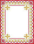 Vibrant Red Gold Floral Border Rug