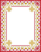Vibrant Red Gold Floral Border Rug
