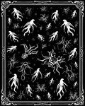 Creepy White Figures Black Field Collection Rug