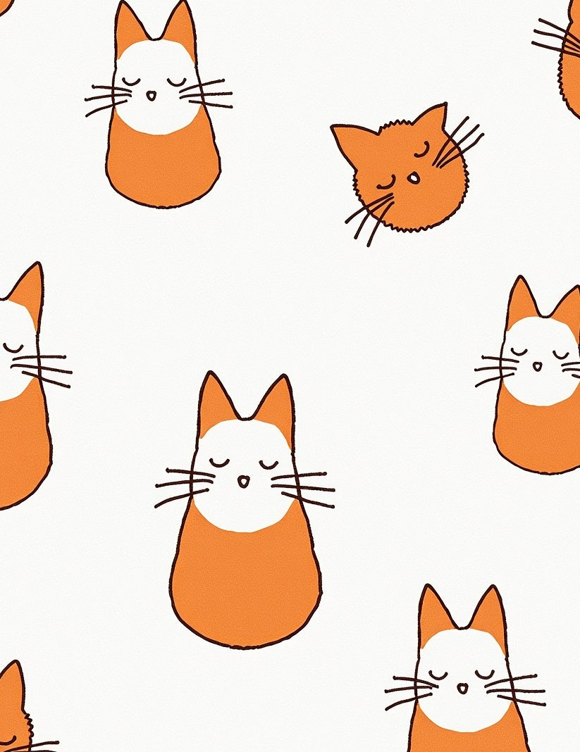 Orange Feline Whimsy Repeat Rug