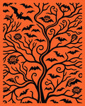 Spooky Bat Tree Halloween Orange Rug