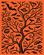 Spooky Bat Tree Halloween Orange Rug