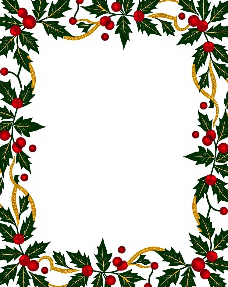 Festive Holly Berry Garland Border Rug