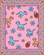 Pink Whimsical Cat Snowflake Pineapple Rug