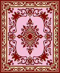 Crimson Floral Swirl Pink Medallion Rug