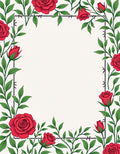 Crimson Rose Vine Border Rug