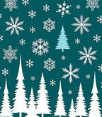 Teal Snowflake Forest Scene Rug