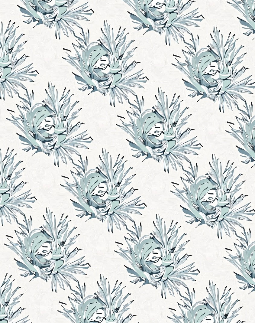 Pale Aqua Floral Burst Arrangement Rug