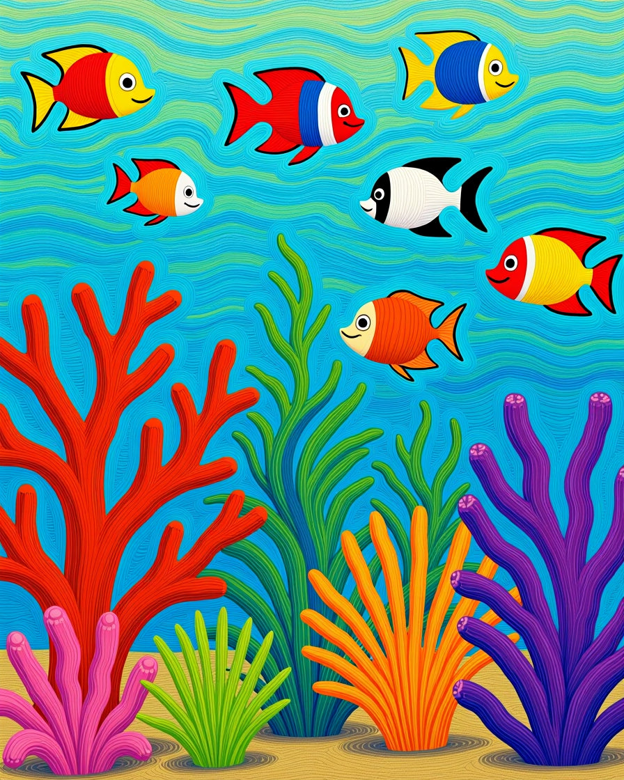 Underwater Coral Reef Fish Scene Rug