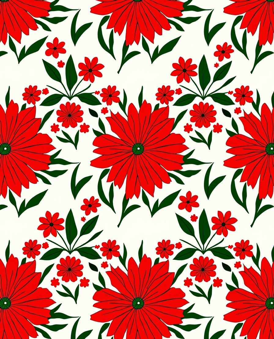 Bold Red Floral Garden Arrangement Rug