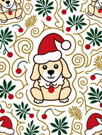 Festive Gold Swirl Puppy Christmas Rug