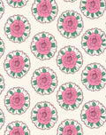 Pink Floral Medallion Cream Rug