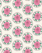 Pink Floral Medallion Cream Rug