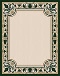 Classic Green Gold Leaf Scroll Border Rug