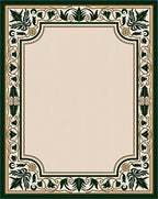 Classic Green Gold Leaf Scroll Border Rug