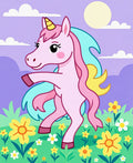 Whimsical Pink Unicorn Floral Meadow Rug
