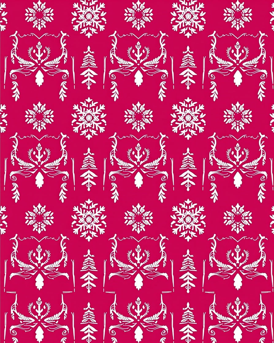 Victorian Crimson Snowflake Tree Arrangement Rug