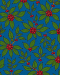Vibrant Blue Red Berry Foliage Rug