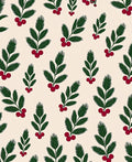 Festive Green Berry Sprig Repeat Rug
