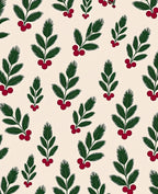 Festive Green Berry Sprig Repeat Rug