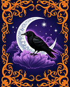Mystical Black Crow Moon Garden Rug