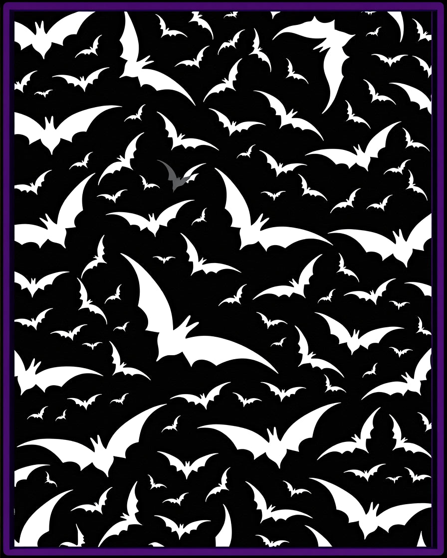 Spooky White Bat Flock Night Rug