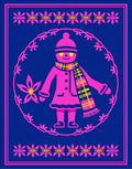 Pink Winter Folk Art Figure Rug