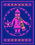Pink Winter Folk Art Figure Rug